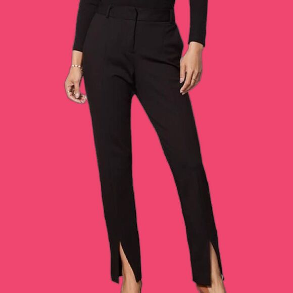 VELVET BY GRAHAM & SPENCER Women's Kyndall Staight Leg Split Pant Black Size 12 - Picture 1 of 9